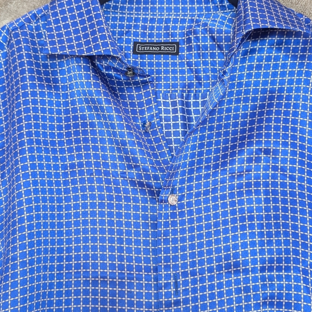 Stefano Ricci Blue Checkered Men's Shirt